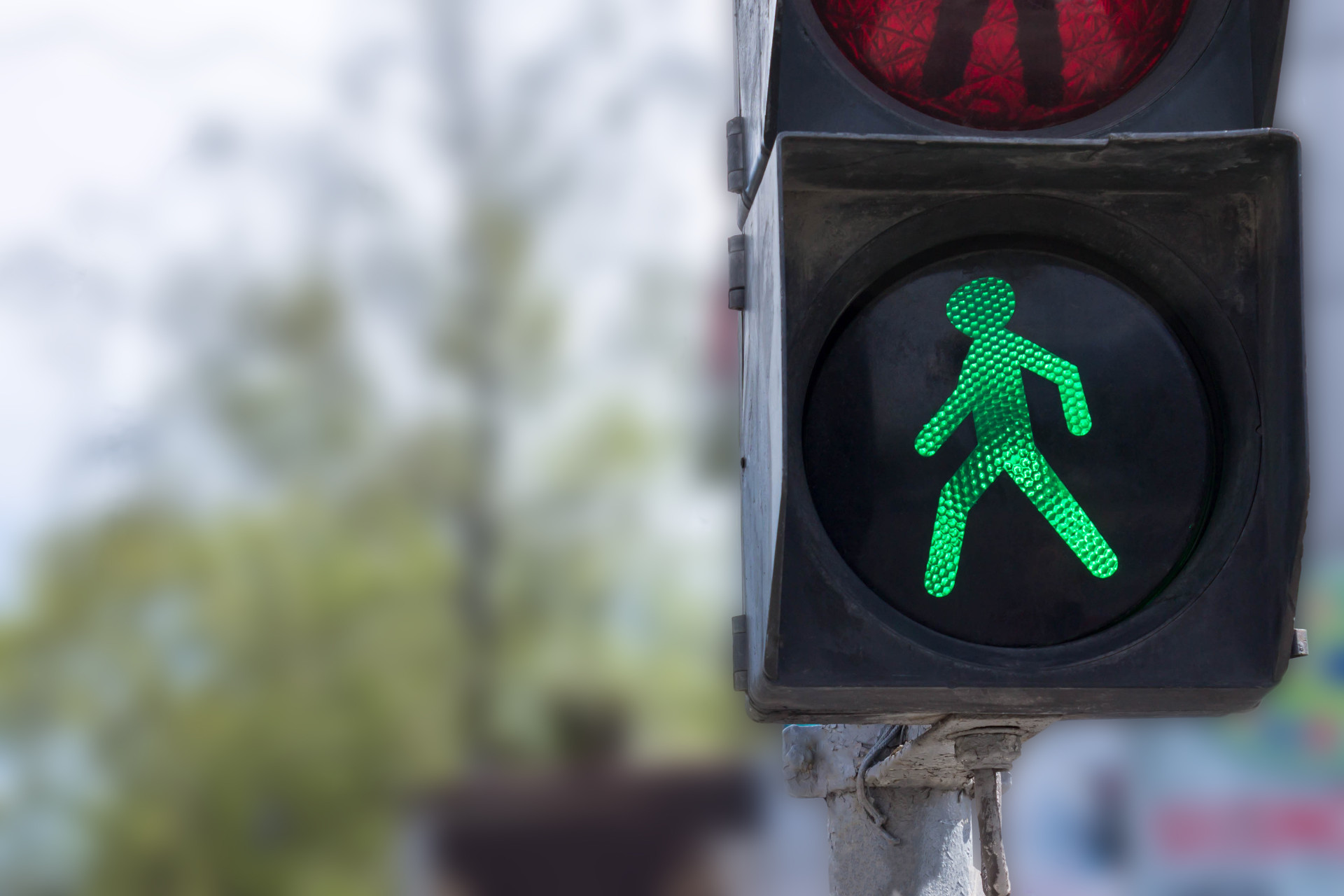 A,Traffic,Light,With,A,Green,Little,Man.,Safety,On